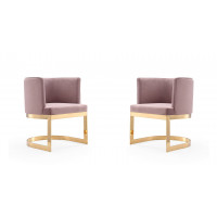 Manhattan Comfort 2-DC026-BH Aura Blush and Polished Brass Velvet Dining Chair (Set of 2)
